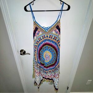 Flying Tomato Asymmetrical Hanky Rayon Dress with Mandala Design